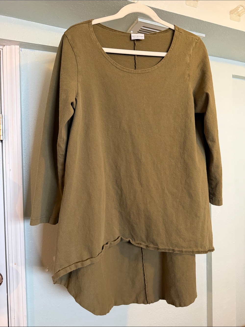 100% cotton Eileen Fisher Olive Asymmetric Cotton Tunic